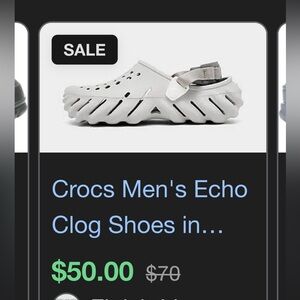 CROCS Men's Echo Clog - Light Gray/White